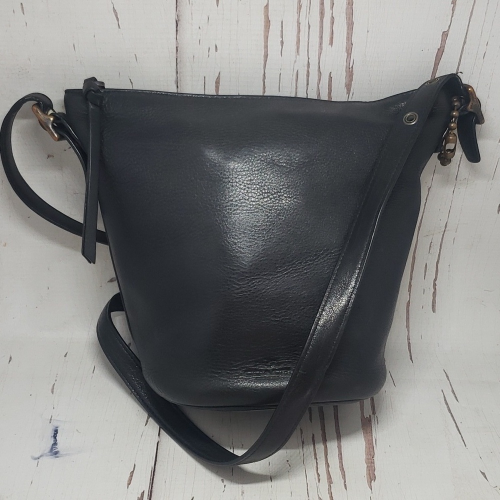 Coach black leather vintage duffle bag